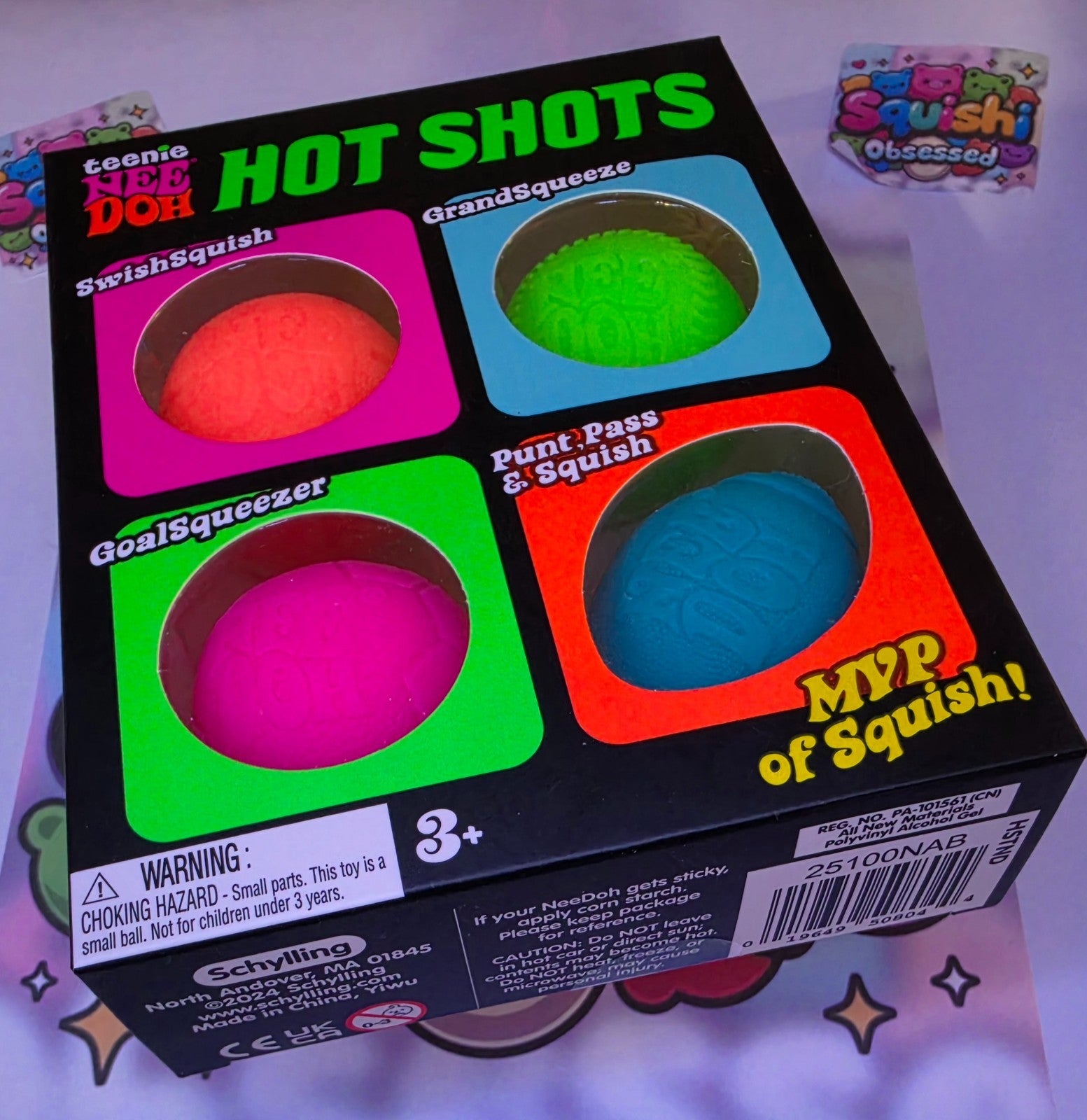 100% Authentic Schylling Teenie NeeDoh Hot Shots Squishy Toy Multicolor 4pc/pack1