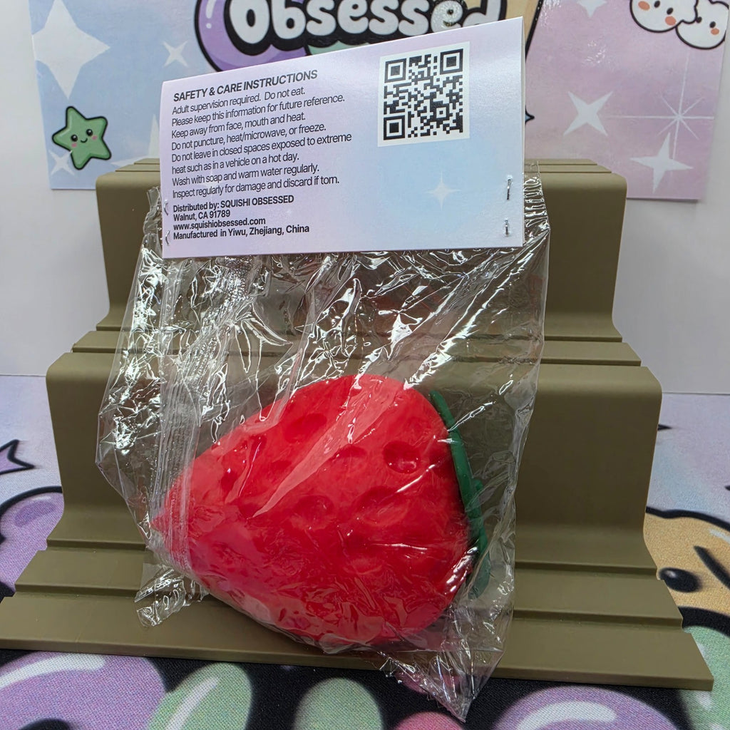   Strawberry Squishy *Cloud Dough Filled* 3 inches - fits in palm perfectly!7