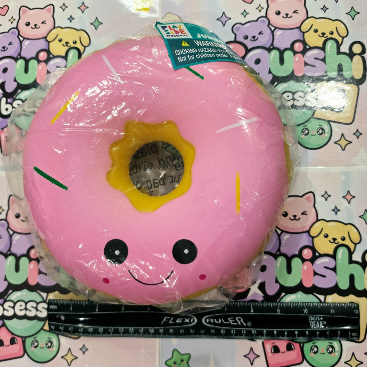 Jumbo XL DONUT Foam Squishy  9" Giant Food ASMR Sensory Toy   Light Pink Icing7