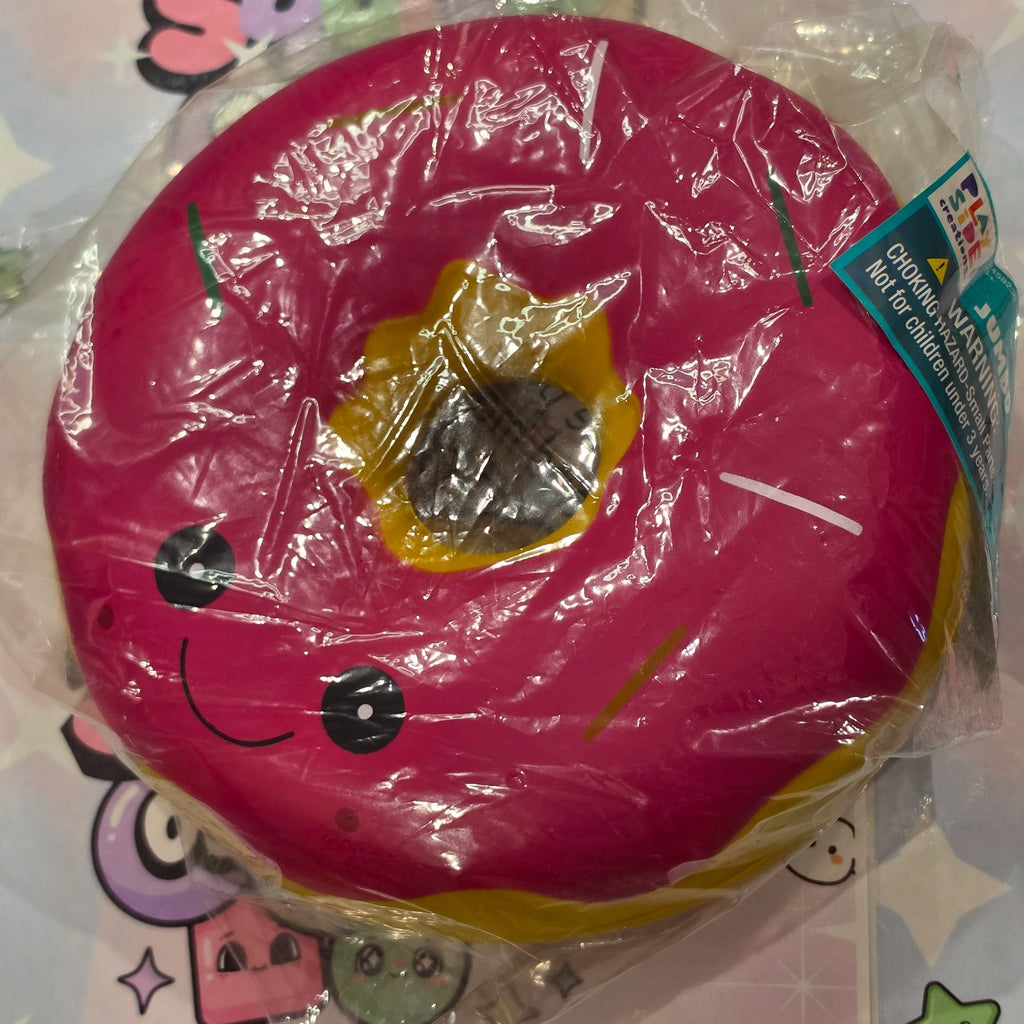 Jumbo XL DONUT Foam Squishy  9" Giant Food ASMR Sensory Toy  Dark Pink Icing4