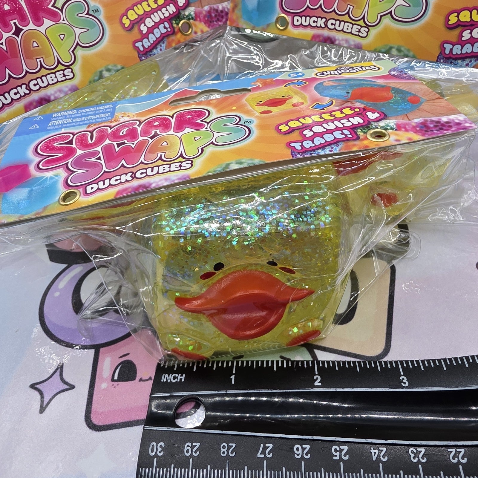 100% Authentic ORB Curiosities Sugar Swaps Duck Cube Glitter Squishy- 1pc Yellow1